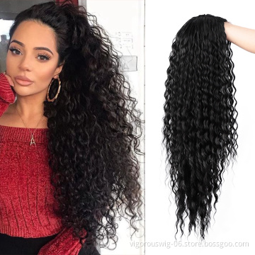 New Desinge Natural Color Hairline High Quality Machine Made Fiber Deep Curly Black Long Cheap Synthetic Hair Wigs